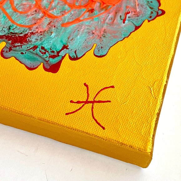 Amoeba 9 - Original Abstract Wall Art Mixed Media Painting 9"x12" - Picture 4 of 5